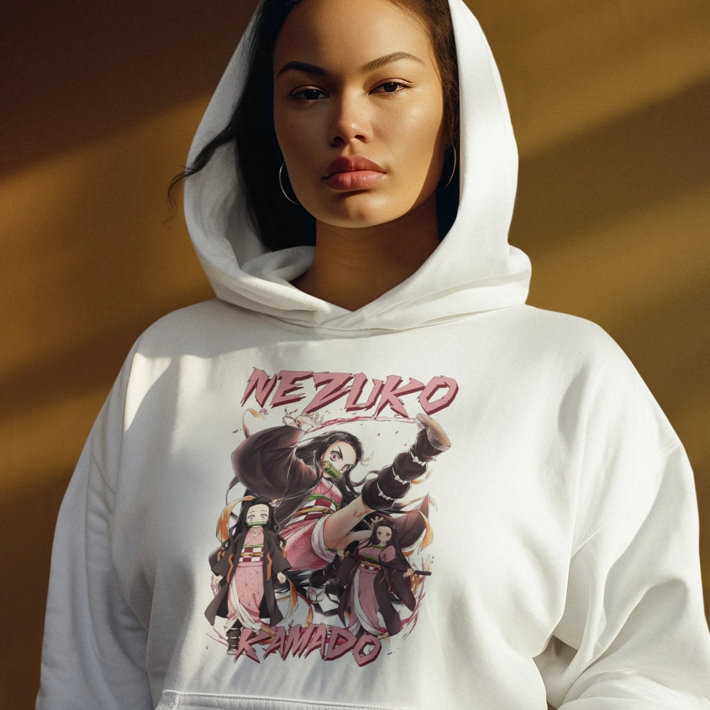 Gildan Black Hoodie with Nezuko Kamado Anime Design - Picture 4 of 4
